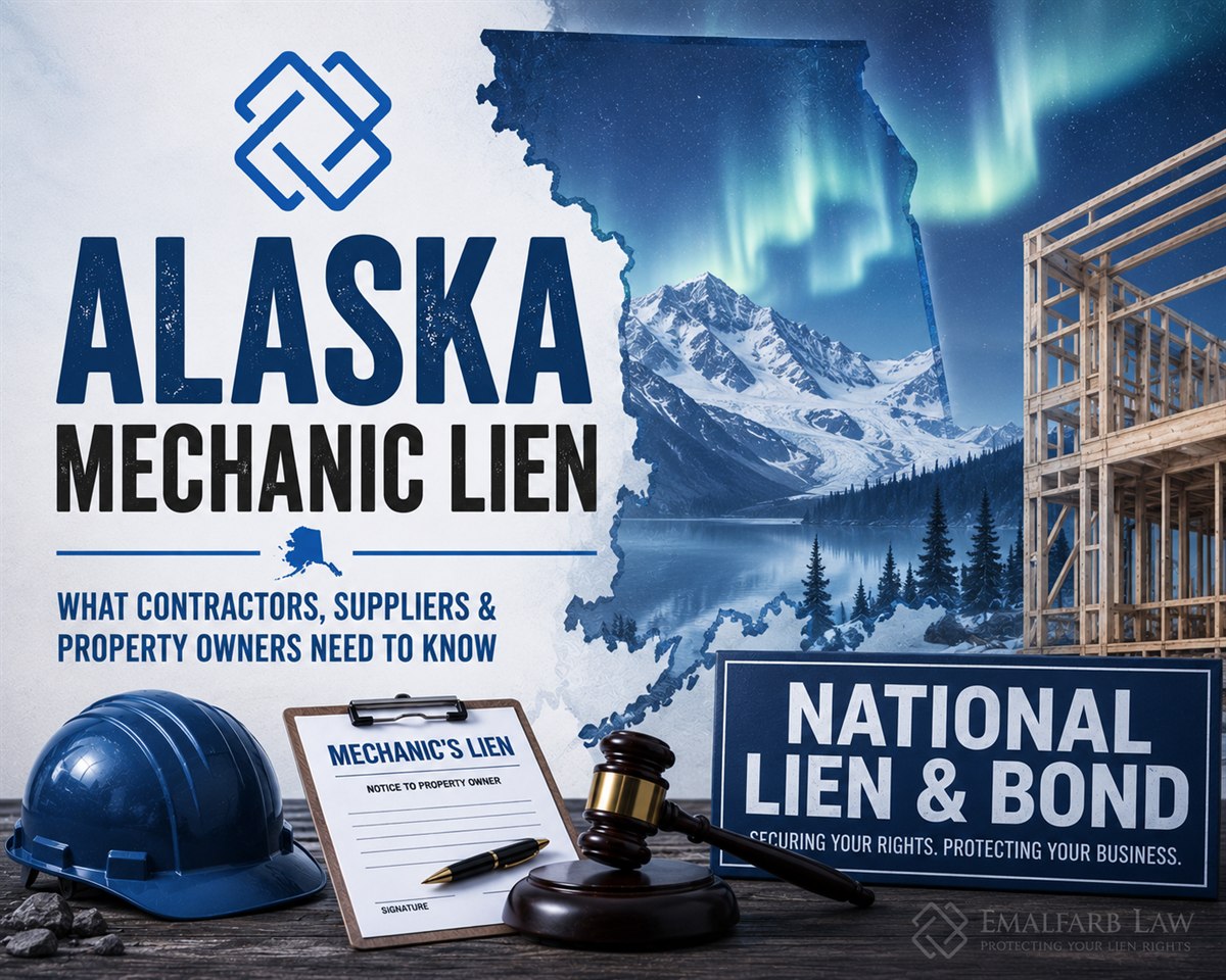 Alaska Mechanics Lien Law guide — the notice of right to lien, the 120-day claim-of-lien recording deadline, the 15-day notice-of-completion trap, contractor registration under AS 08.18, and the 6-month suit-to-enforce window.