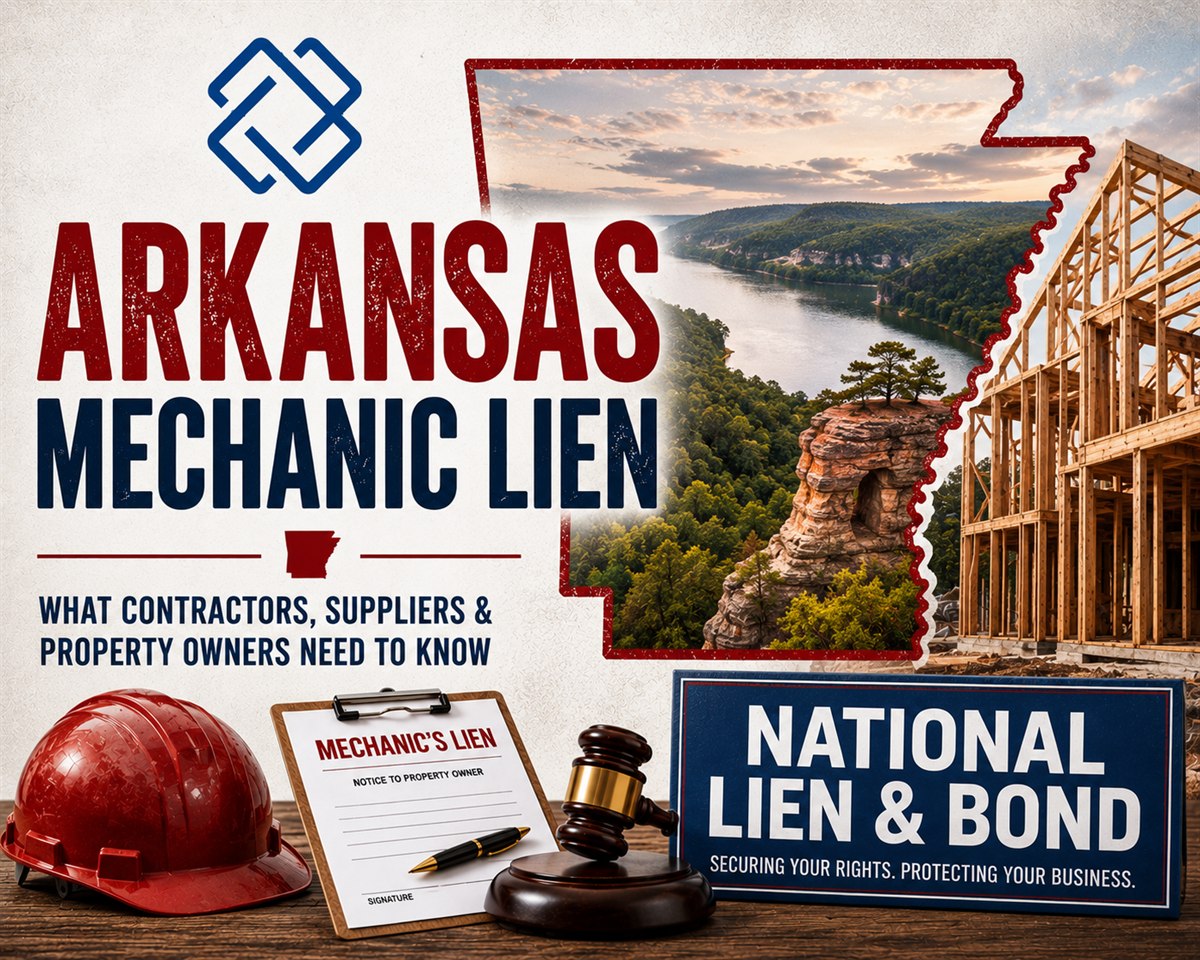 Arkansas Mechanics Lien Law guide — the residential Important Notice to Owner, the commercial 75-day notice, the 10-day notice before filing, the 120-day lien filing deadline, the 15-month foreclosure and lis pendens deadline, and contractor licensing.