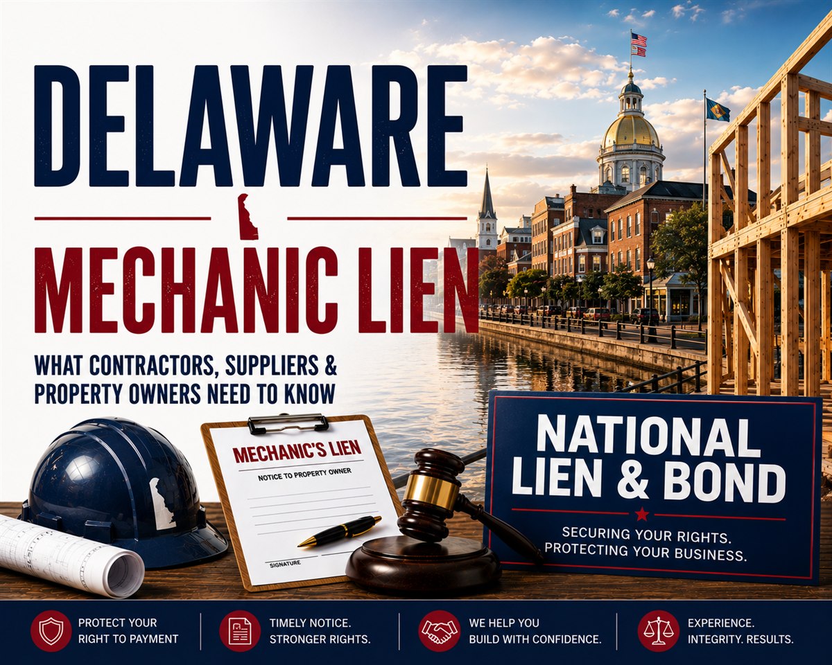 Delaware Mechanics Lien Law guide — the statement of claim, the 180-day and 120-day filing deadlines, the prior-written-consent rule for tenant work, the $25 threshold, the pleading elements, and contractor registration.